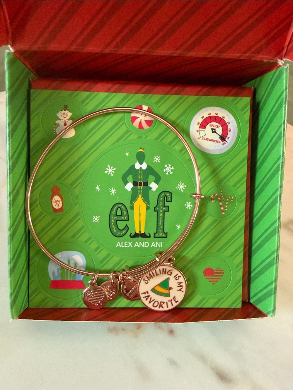 Alex and Ani Rose Gold 'Smiling Is My Favorite' Charm Bangle Bracelet